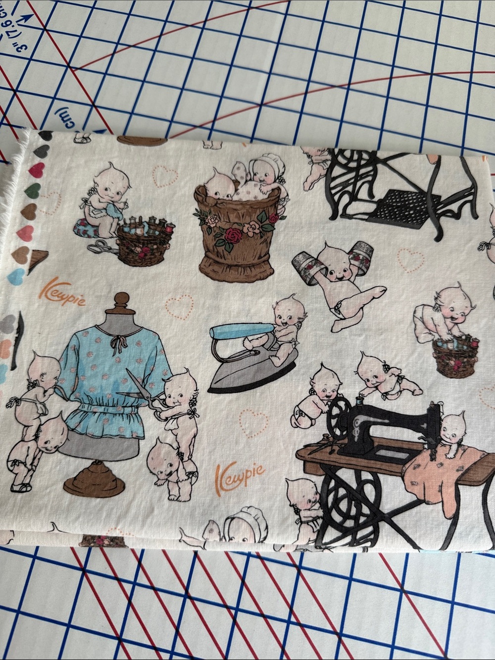 Riley Blake Sew Kewpie Fabric 3/4 Yard Kewpie Sewing Print C10540 Cotton Quilt
